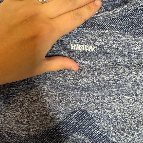 Gymshark Navy Blue Marl Flex Long Sleeve Crop Seamless Knit Size Small - Picture 4 of 6